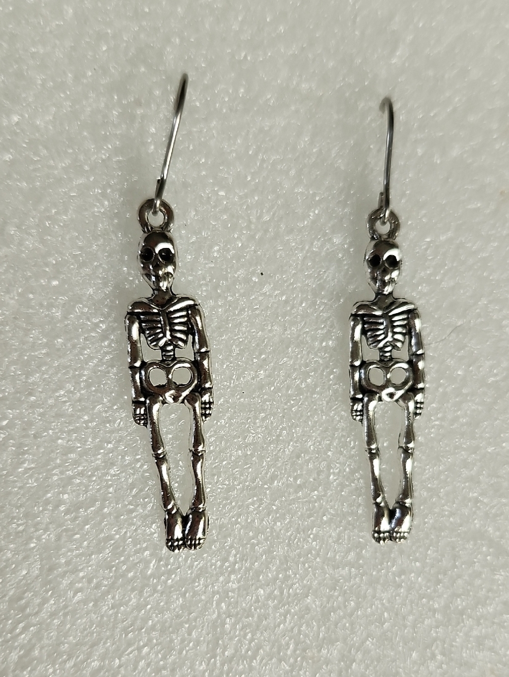 Hand Crafted Silver Skeleton Drop Earrings - Women Jewelry